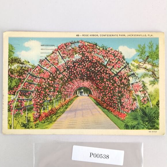 Rose Arbor Confederate Park Jacksonville Florida 1930s Postcard 1941 PC FL - Picture 1 of 2